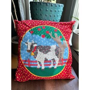 Vintage Throw Pillow Calico Cow Farmhouse Country decor